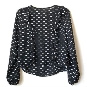 H&M Black Bow Pattern Blouse